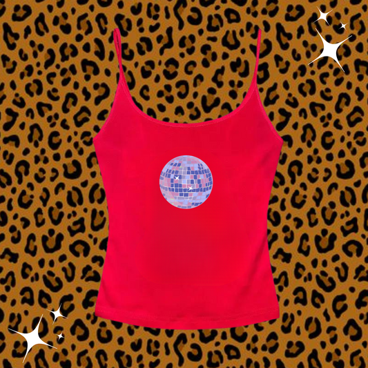 Disco Ball Camisole Top Red Shirts & Tops PinkLimes Trending Streetwear
