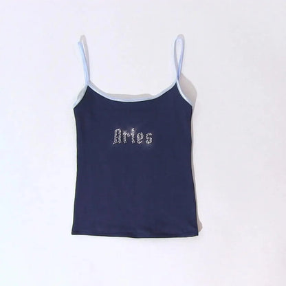 Star Sign Crop Camisole Top Blue One Size Shirts & Tops PinkLimes Trending Streetwear