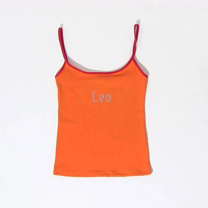 Star Sign Crop Camisole Top Orange One Size Shirts & Tops PinkLimes Trending Streetwear