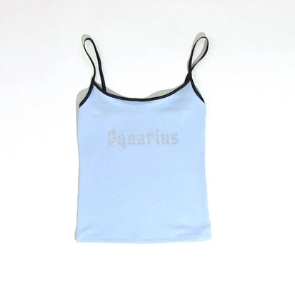 Star Sign Crop Camisole Top Baby Blue One Size Shirts & Tops PinkLimes Trending Streetwear