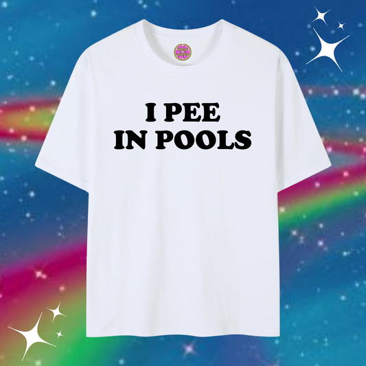 I Pee In Pools Baggy Tee White Shirts & Tops PinkLimes Trending Streetwear