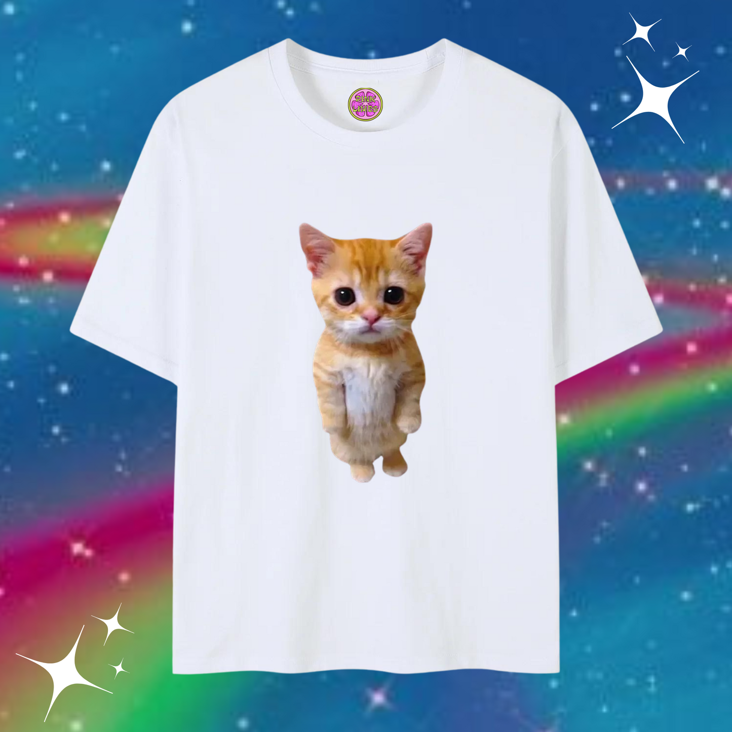 Cute Cat Baggy Tee White Shirts & Tops PinkLimes Trending Streetwear