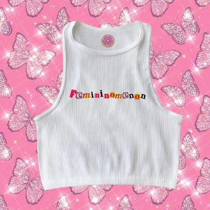 Femininomenon Crop Tank Top White Shirts & Tops PinkLimes Trending Streetwear