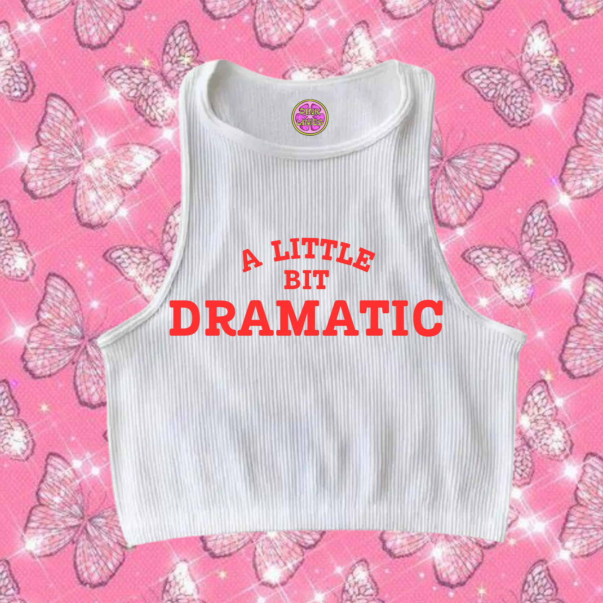 A Little Bit Dramatic Crop Tank Top White Shirts & Tops PinkLimes Trending Streetwear