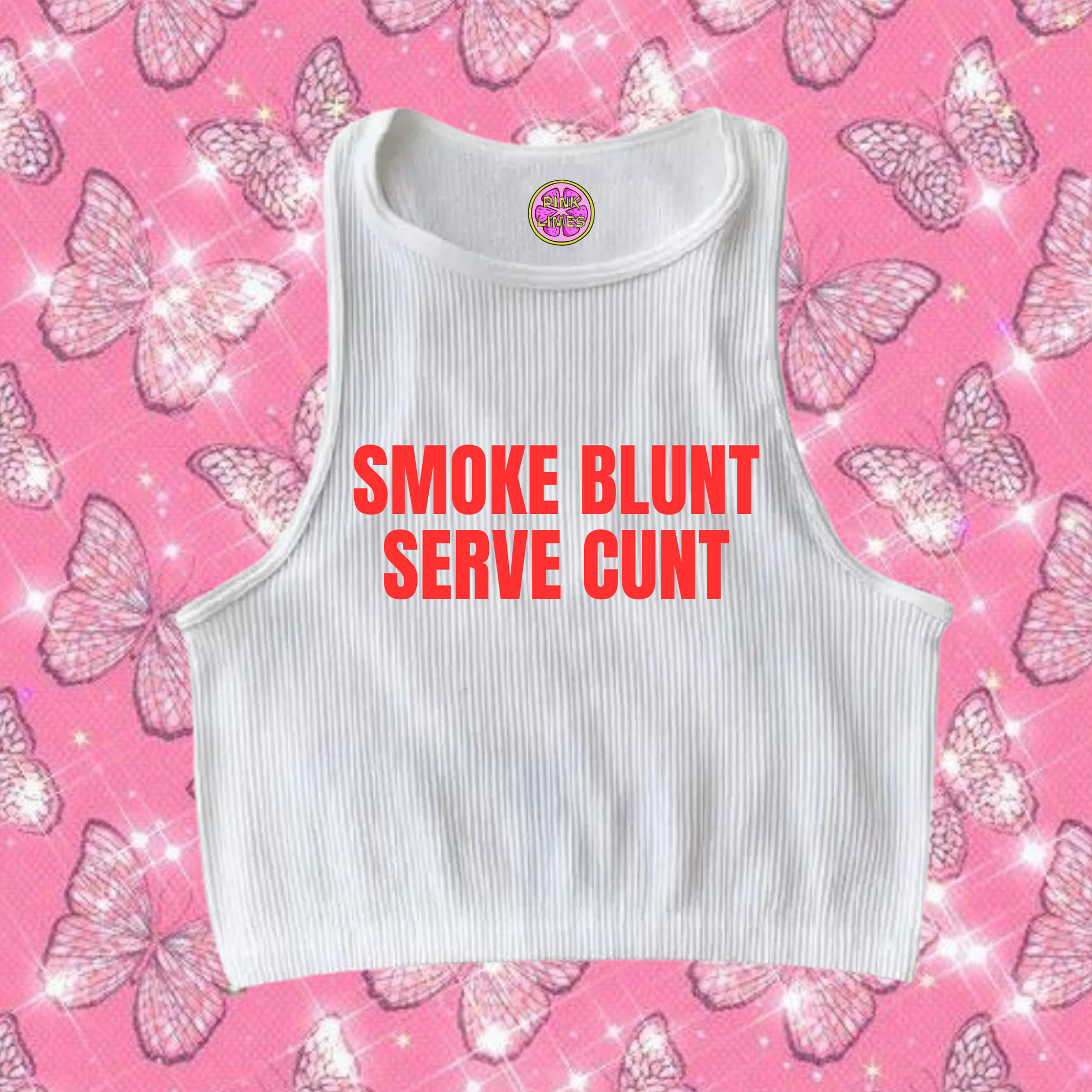 Smoke Blunt Serve C*nt Tank Top White Shirts & Tops PinkLimes Trending Streetwear