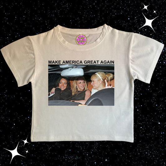 Make America Great Again Crop Tee White Shirts & Tops PinkLimes Trending Streetwear