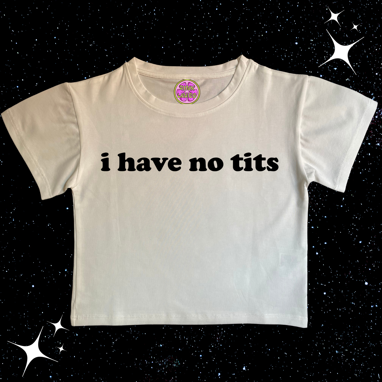I Have No T*ts Crop Tee White Shirts & Tops PinkLimes Trending Streetwear