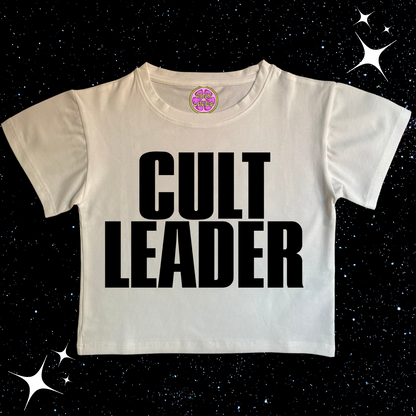 CULT LEADER Crop Tee White Shirts & Tops PinkLimes Trending Streetwear