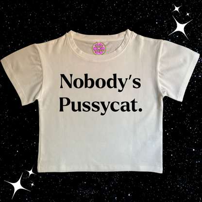 Nobody's Pussycat Crop Tee White Shirts & Tops PinkLimes Trending Streetwear
