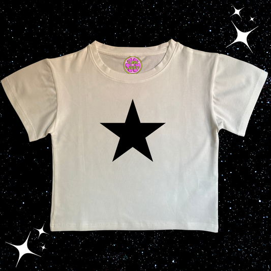 Black Star Crop Tee Shirts & Tops PinkLimes Trending Streetwear