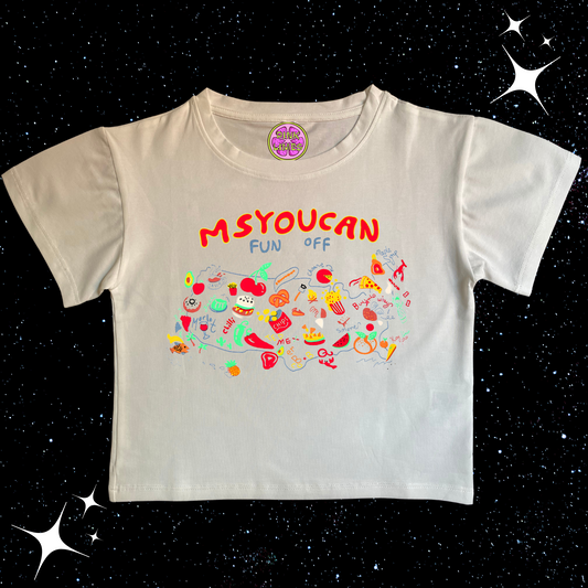 MSYOUCAN White Crop Tee Shirts & Tops PinkLimes Trending Streetwear