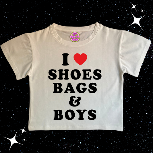 I Love Shoes Bags & Boys Crop Tee Shirts & Tops PinkLimes Trending Streetwear