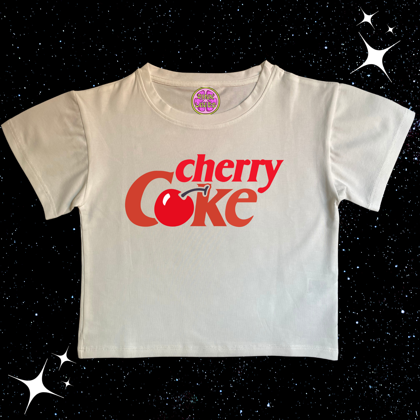 Cherry Coke Crop Tee White Shirts & Tops PinkLimes Trending Streetwear