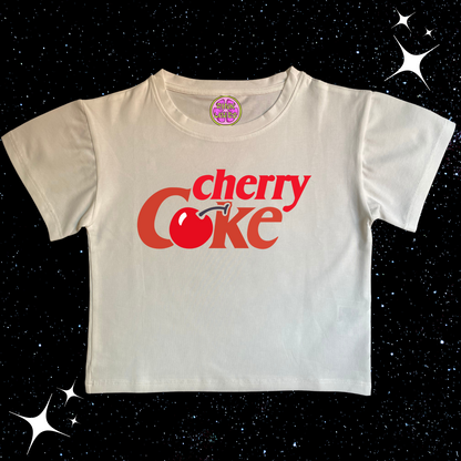 Cherry Coke Crop Tee White Shirts & Tops PinkLimes Trending Streetwear