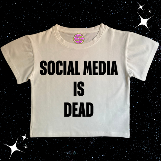 Social Media Is Dead Crop Tee Shirts & Tops PinkLimes Trending Streetwear