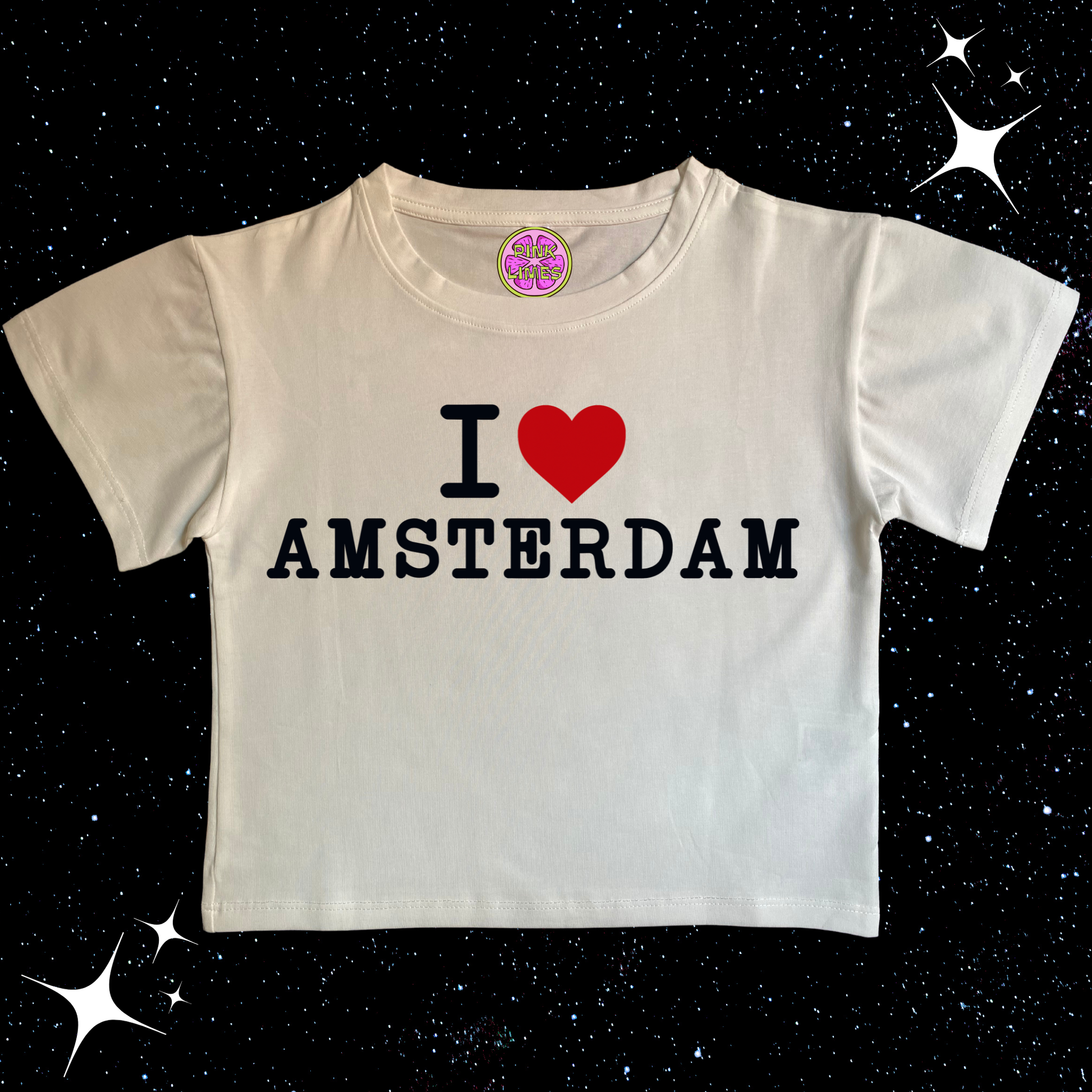 I Love Amsterdam Crop Tee Shirts & Tops PinkLimes Trending Streetwear