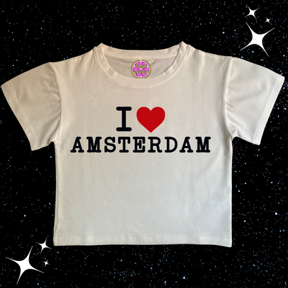 I Love Amsterdam Crop Tee Shirts & Tops PinkLimes Trending Streetwear
