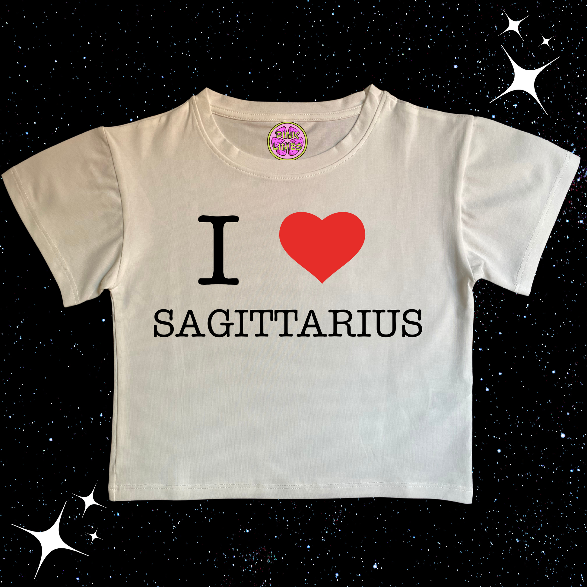 I Love Sagittarius Slogan White Crop Tee Shirts & Tops PinkLimes Trending Streetwear