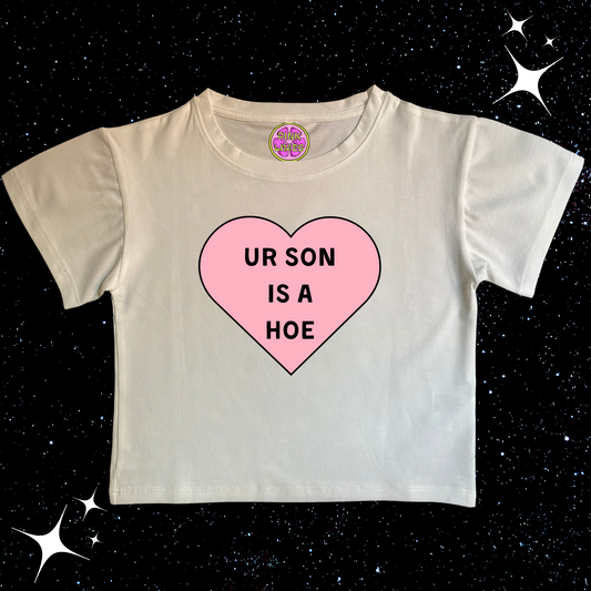 Ur Son Is A H*e Crop Tee White Shirts & Tops PinkLimes Trending Streetwear
