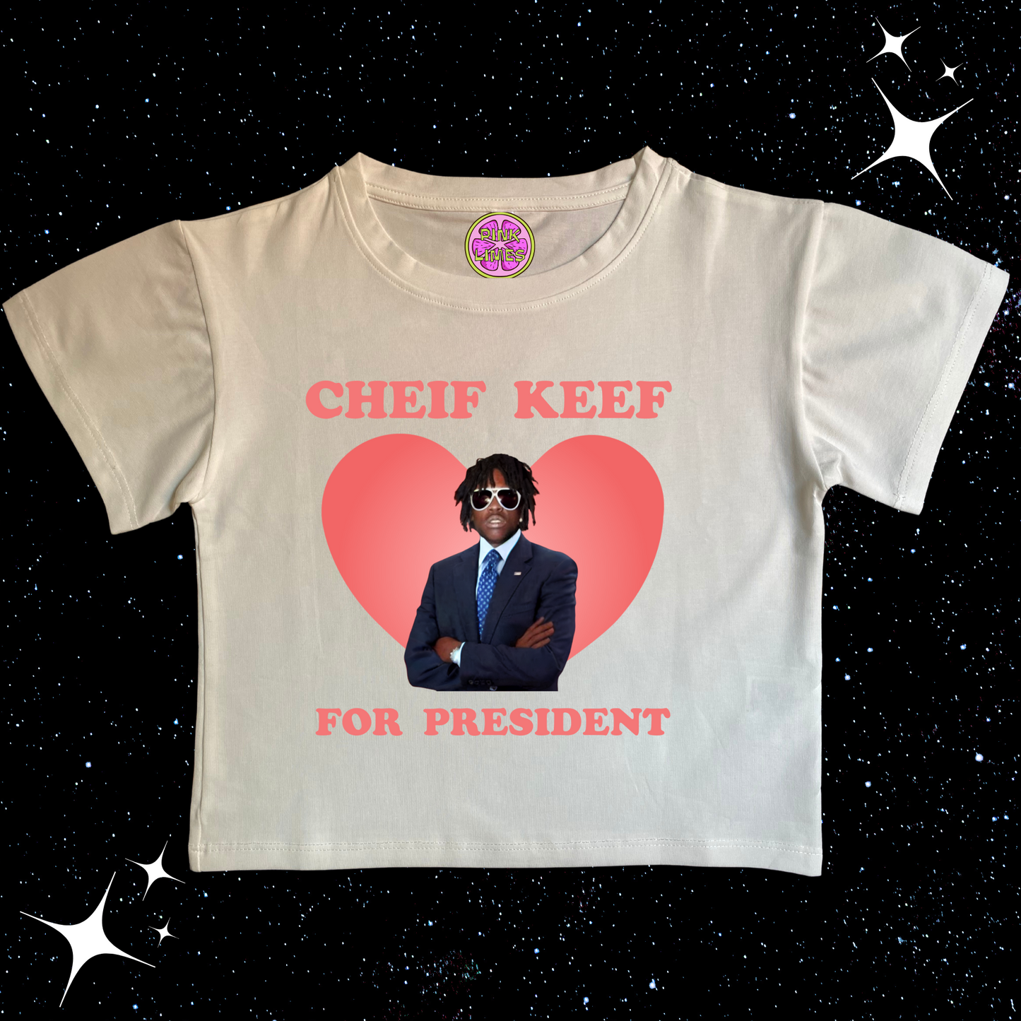 Chief Keef For President Crop Tee White Shirts & Tops PinkLimes Trending Streetwear
