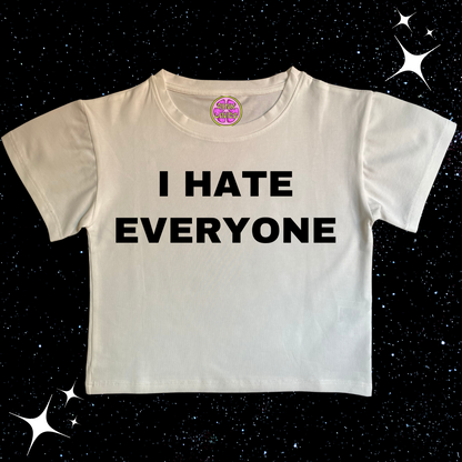I HATE EVERYONE Crop Tee White Shirts & Tops PinkLimes Trending Streetwear