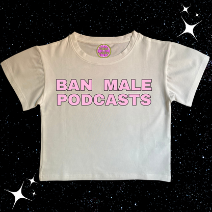 Ban Male Podcasts Crop Tee White Shirts & Tops PinkLimes Trending Streetwear