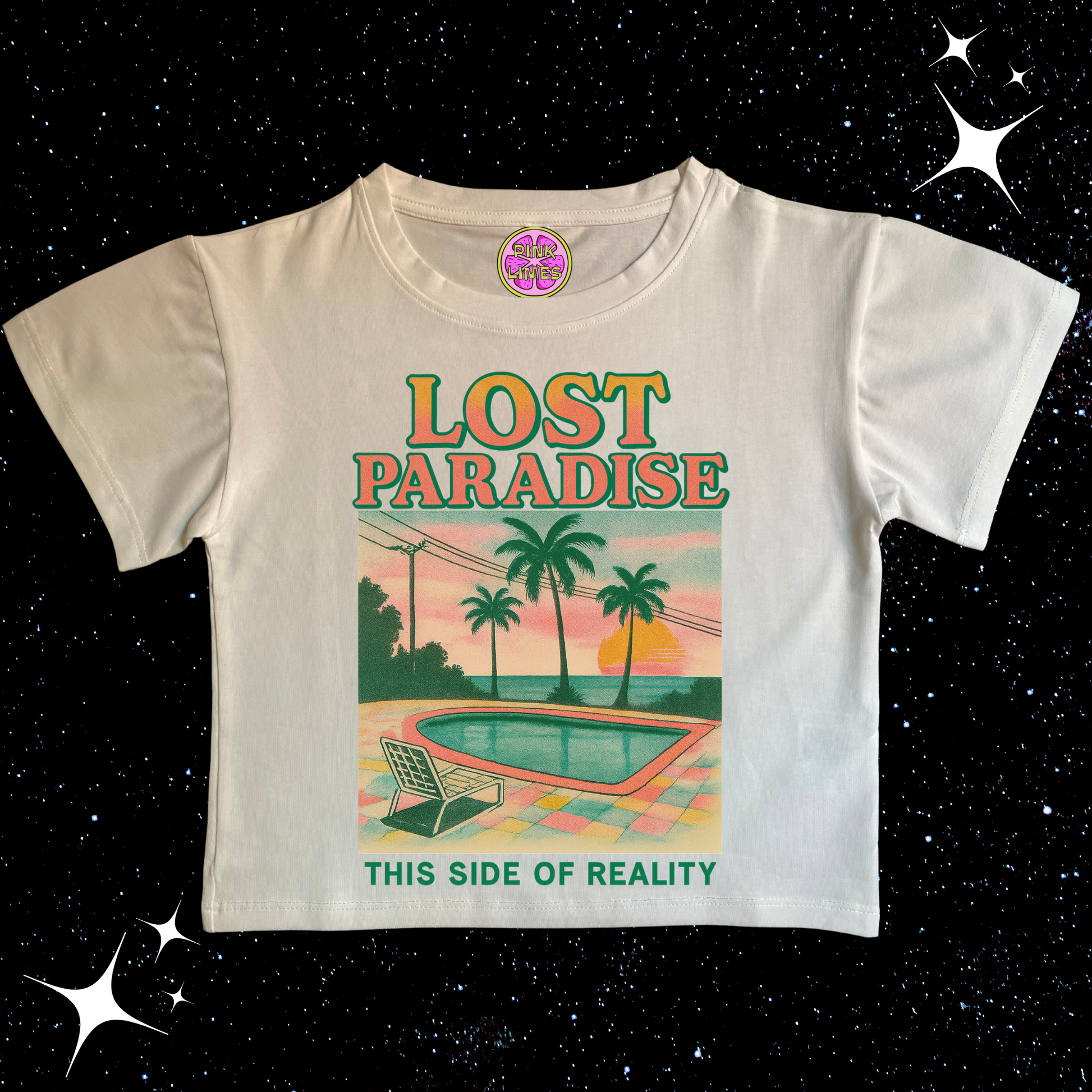 Lost Paradise Crop Tee White Shirts & Tops PinkLimes Trending Streetwear