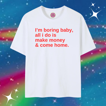 I'm Boring Baby Baggy Tee White Shirts & Tops PinkLimes Trending Streetwear