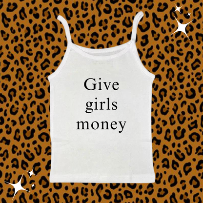 Give Girls Money Camisole Top White Shirts & Tops PinkLimes Trending Streetwear