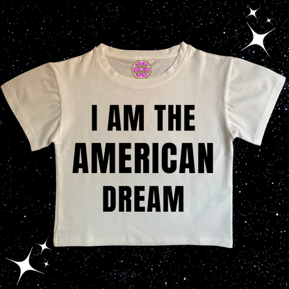 I Am The American Dream Crop Tee White Shirts & Tops PinkLimes Trending Streetwear