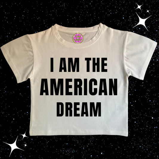 I Am The American Dream Crop Tee White Shirts & Tops PinkLimes Trending Streetwear
