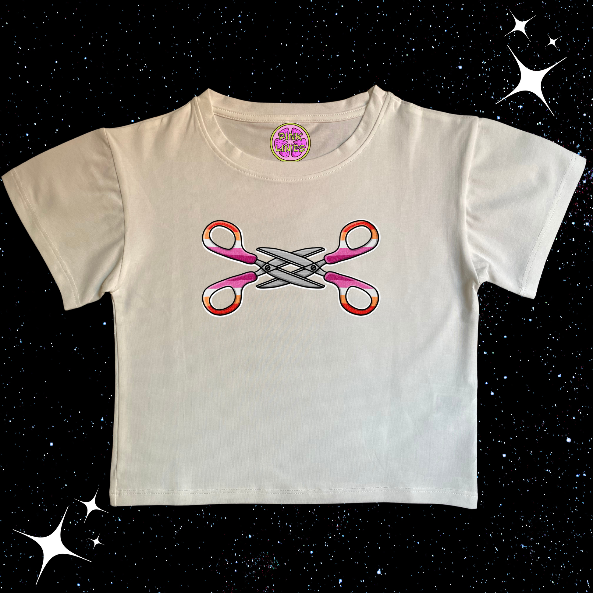 Scissor Love Crop Tee White Shirts & Tops PinkLimes Trending Streetwear