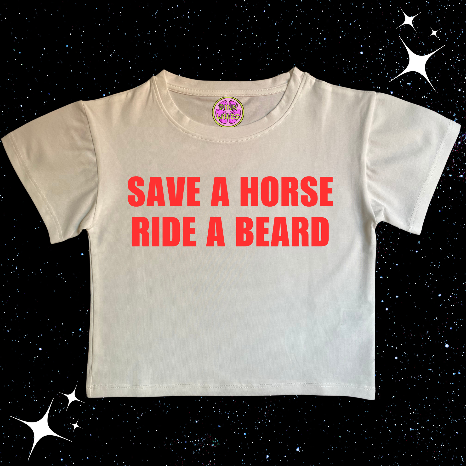 Save A Horse Ride A Beard Crop Tee White Shirts & Tops PinkLimes Trending Streetwear