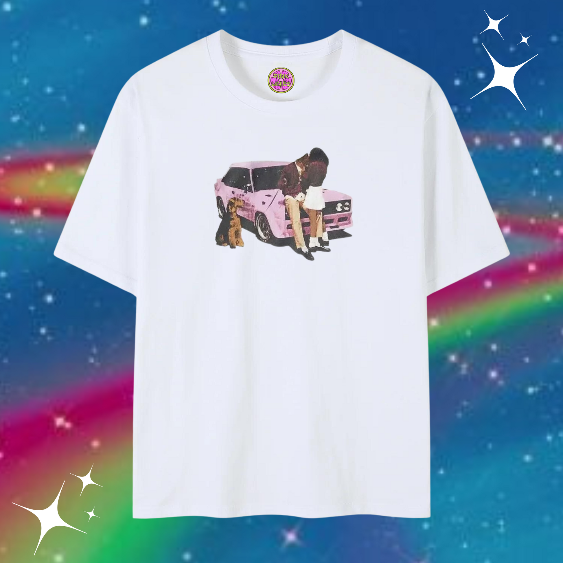 Car Love Baggy Tee White Shirts & Tops PinkLimes Trending Streetwear