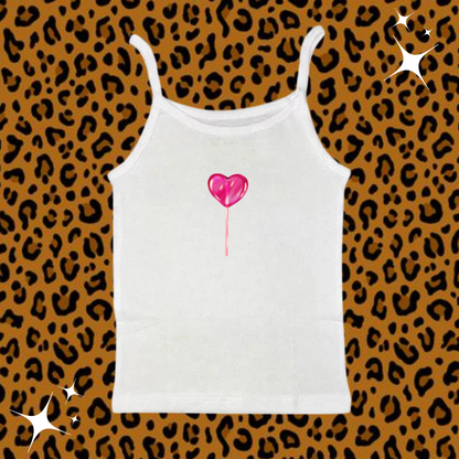 Heart Lollipop Camisole Top White Shirts & Tops PinkLimes Trending Streetwear