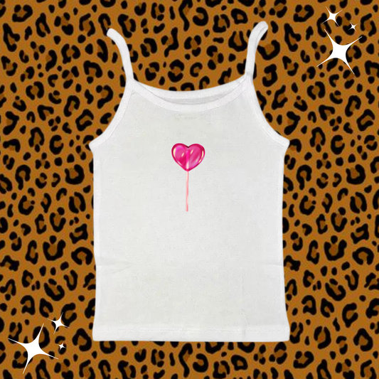 Heart Lollipop Camisole Top White Shirts & Tops PinkLimes Trending Streetwear