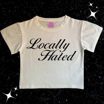 Locally Hated Crop Tee White Shirts & Tops PinkLimes Trending Streetwear