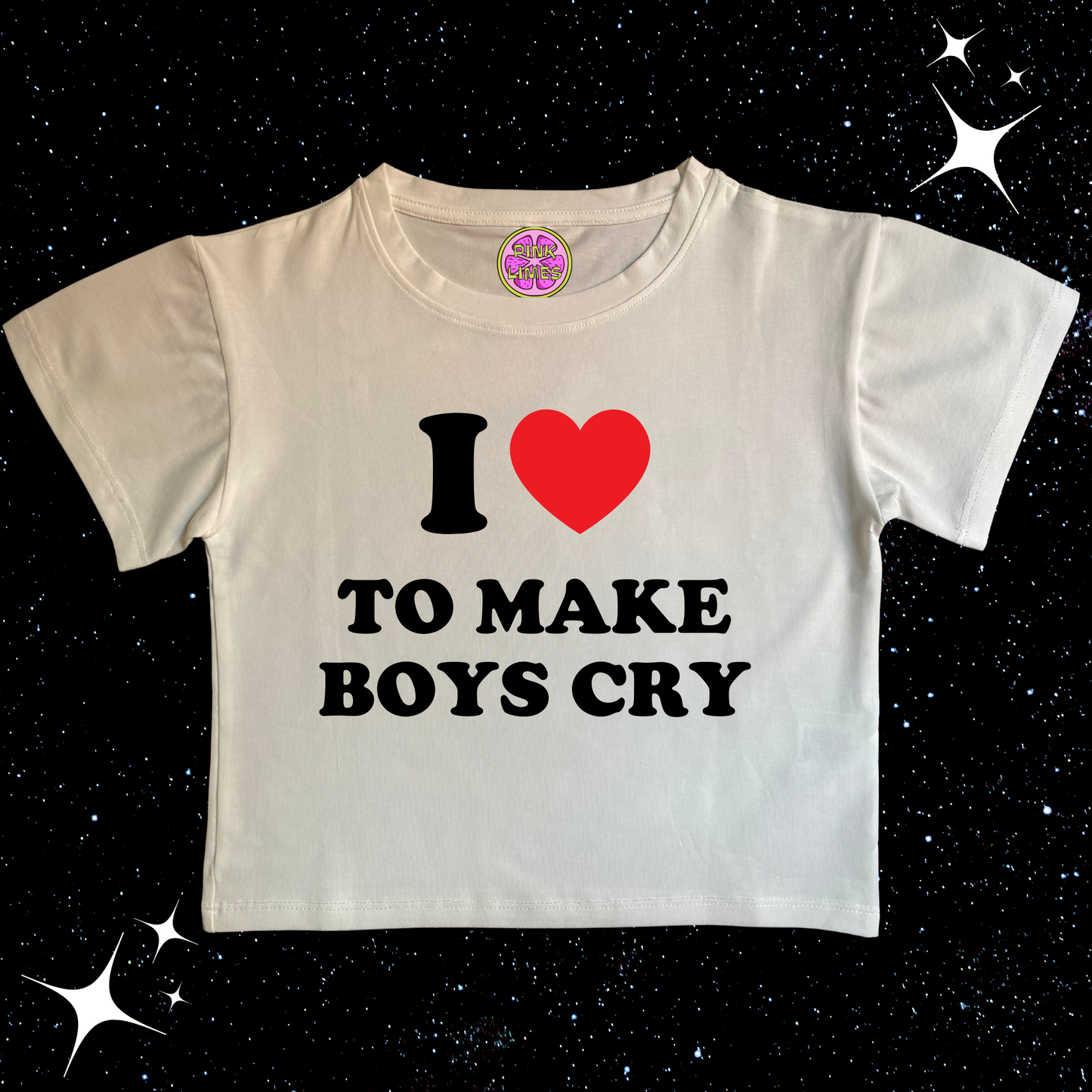 I Love To Make Boys Cry Crop Tee Shirts & Tops PinkLimes Trending Streetwear