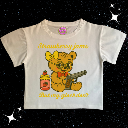 Strawberry Jams Crop Tee White Shirts & Tops PinkLimes Trending Streetwear