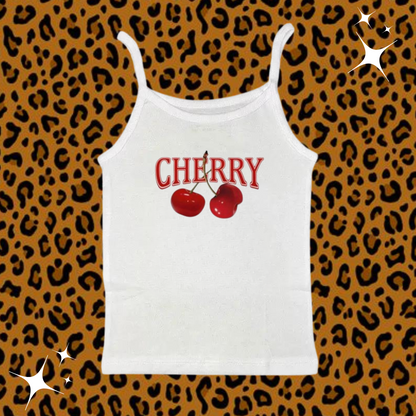 Cherry Camisole Top White Shirts & Tops PinkLimes Trending Streetwear