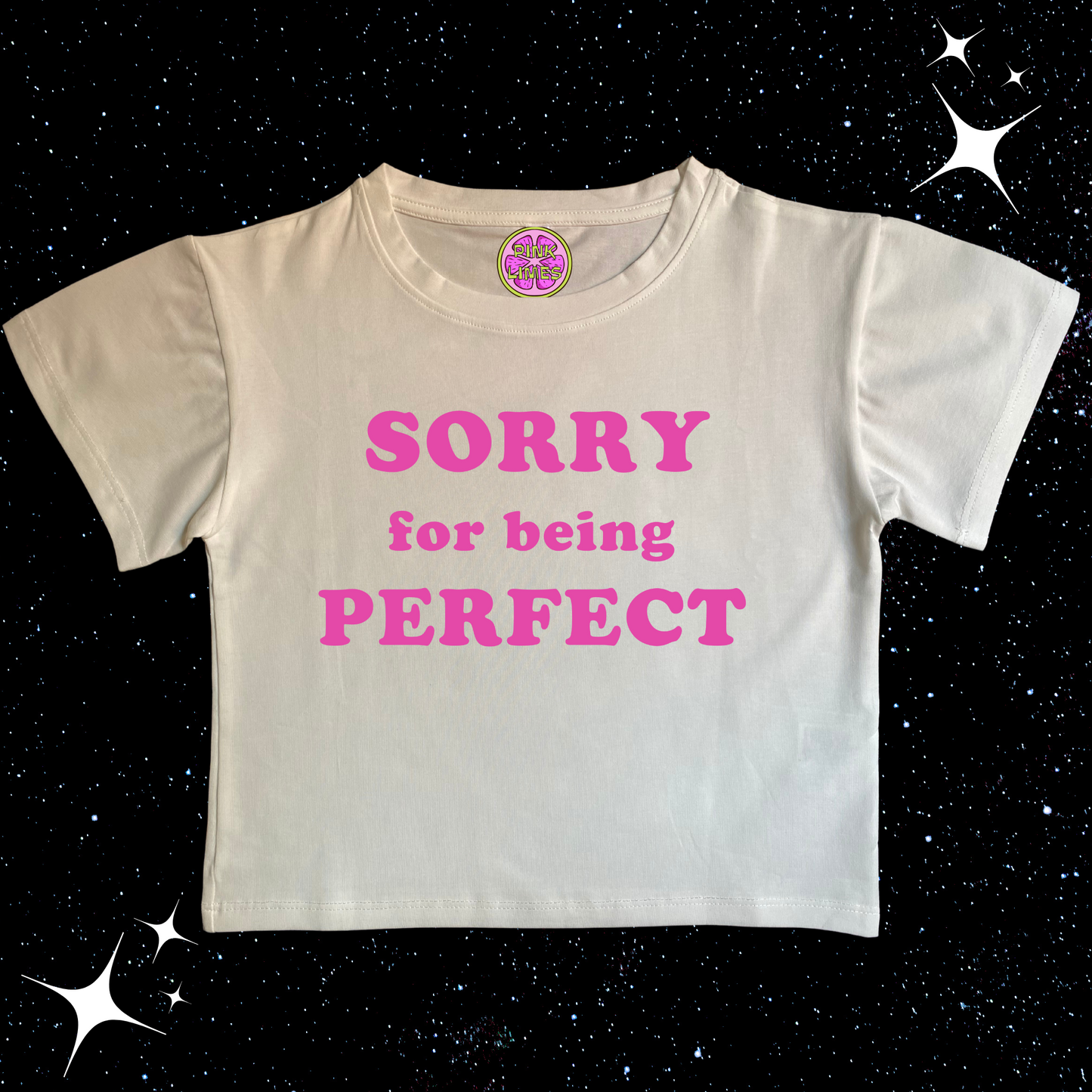 Sorry For Being Perfect Crop Tee White Shirts & Tops PinkLimes Trending Streetwear