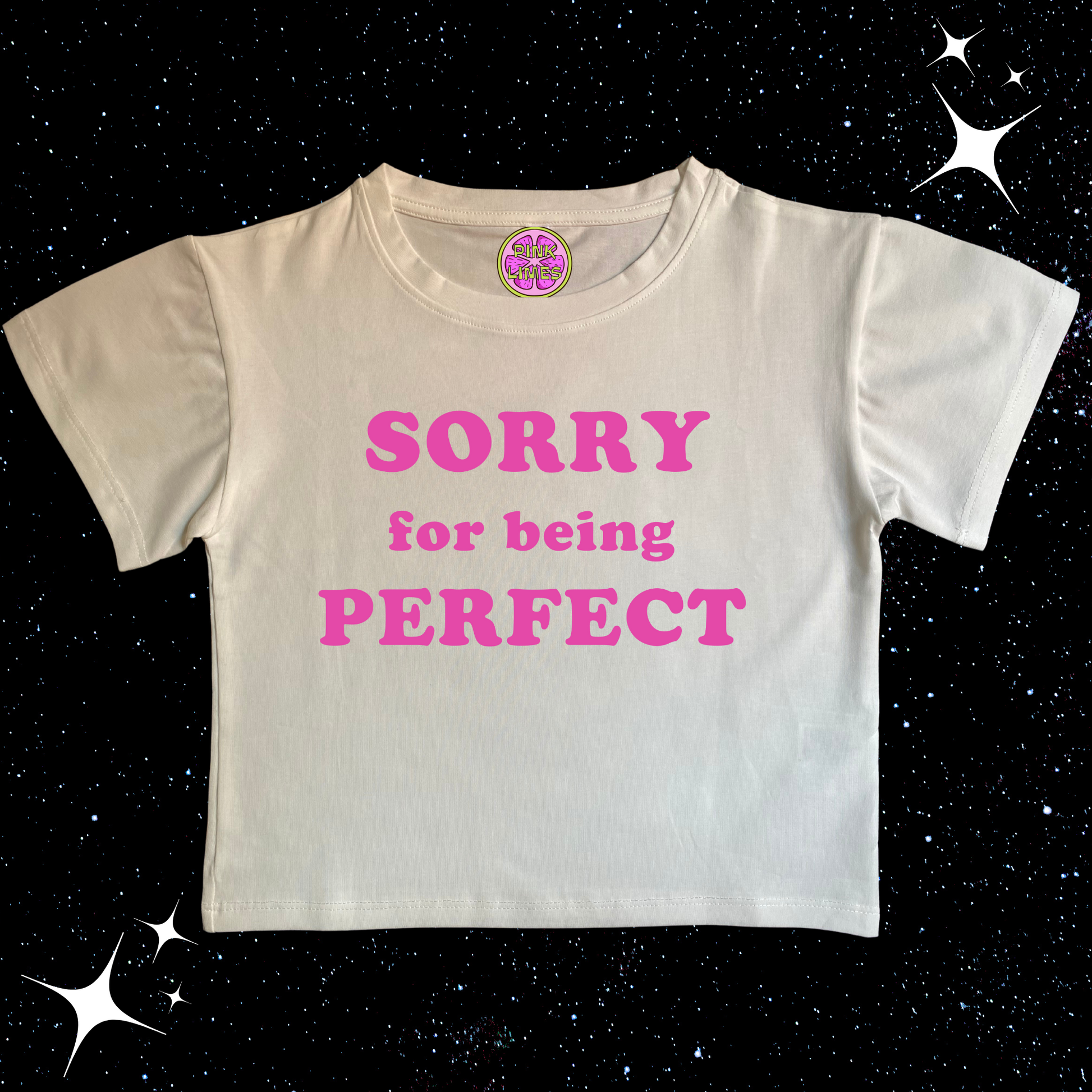 Sorry For Being Perfect Crop Tee White Shirts & Tops PinkLimes Trending Streetwear
