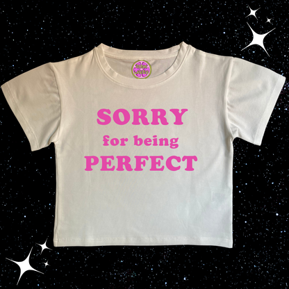 Sorry For Being Perfect Crop Tee White Shirts & Tops PinkLimes Trending Streetwear