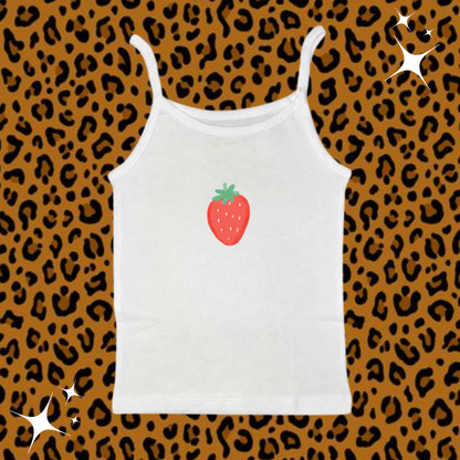 Strawberry Camisole Top White Shirts & Tops PinkLimes Trending Streetwear