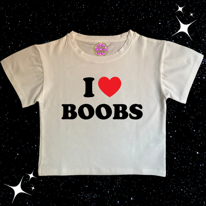I Love B*obs Crop Tee White Shirts & Tops PinkLimes Trending Streetwear