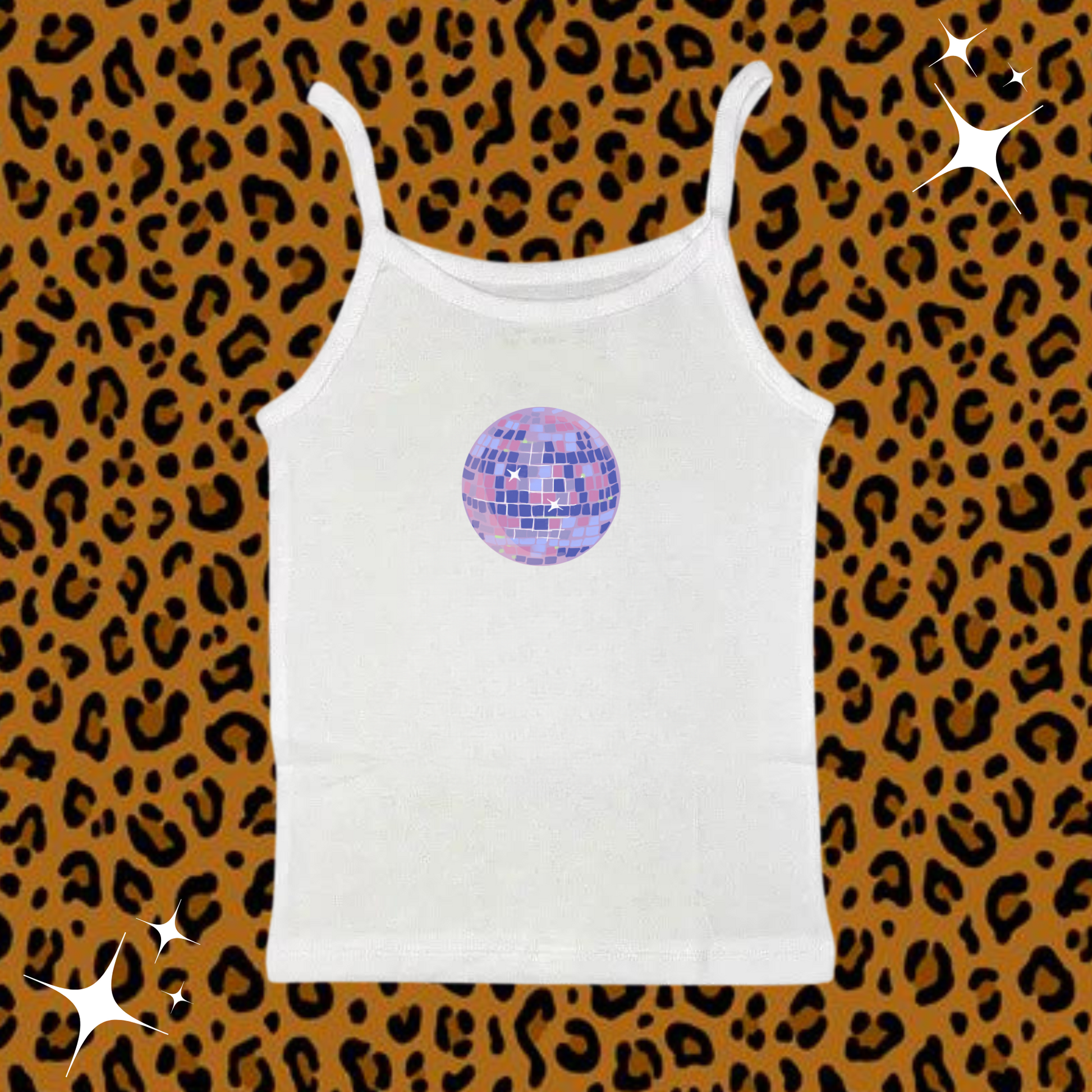 Disco Ball Camisole Top White Shirts & Tops PinkLimes Trending Streetwear