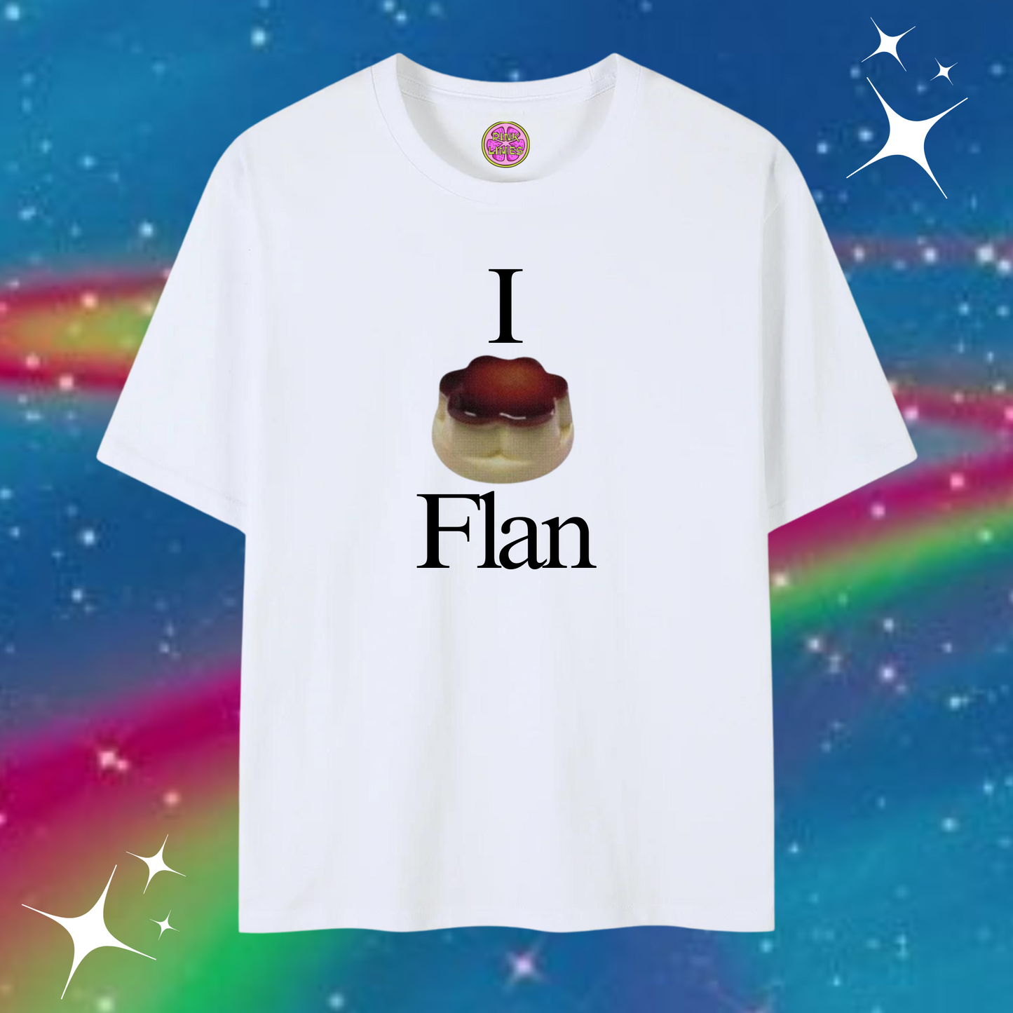 I Love Flan Baggy Tee White Shirts & Tops PinkLimes Trending Streetwear