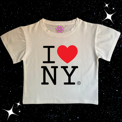 I Love NY Crop Tee White Shirts & Tops PinkLimes Trending Streetwear