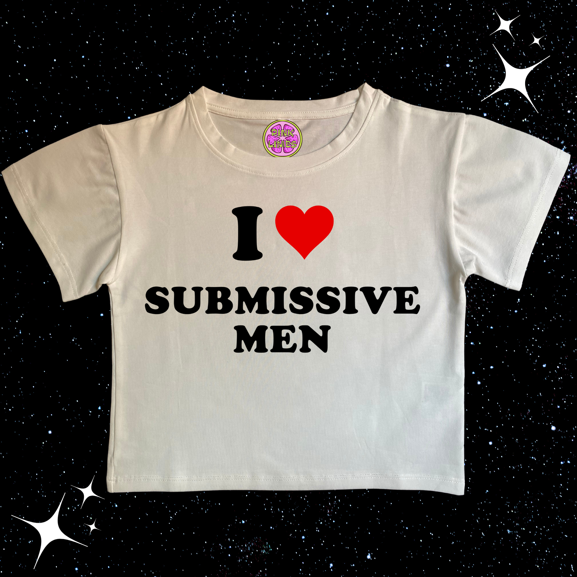 I Love Submissive Men Crop Tee White Shirts & Tops PinkLimes Trending Streetwear