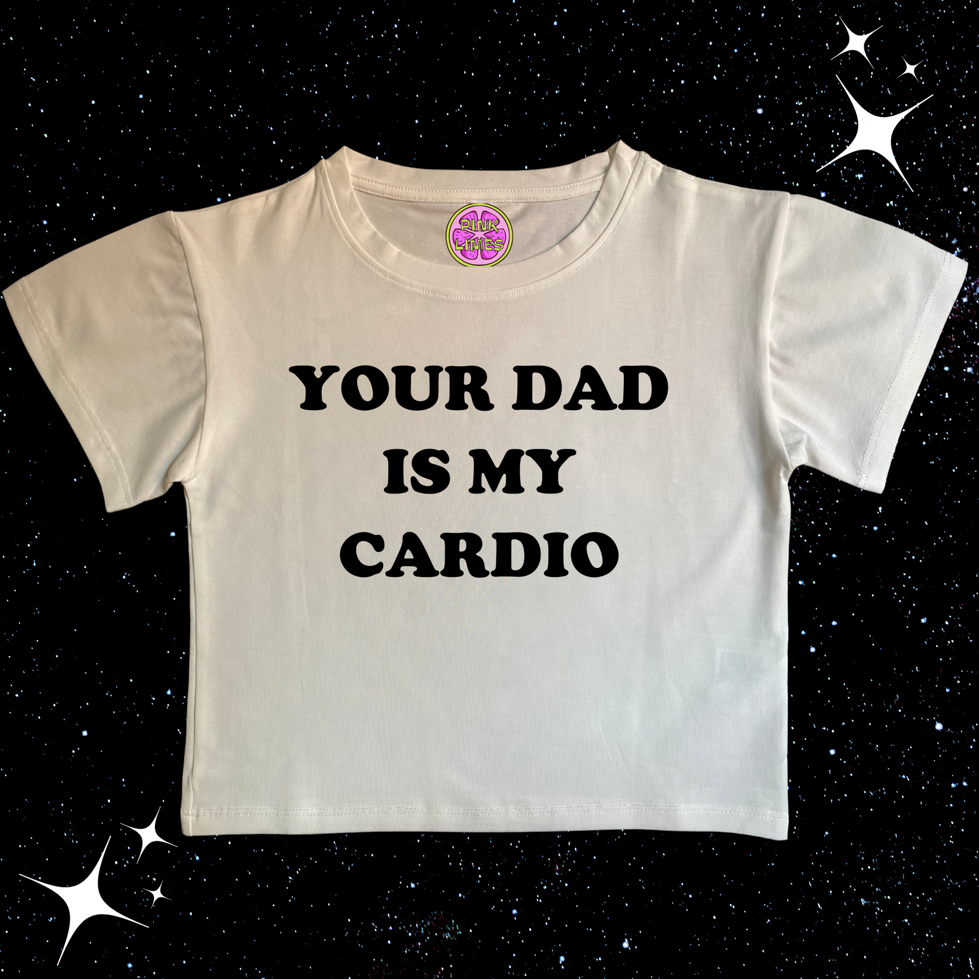 Your Dad Is My Cardio Crop Tee White Shirts & Tops PinkLimes Trending Streetwear